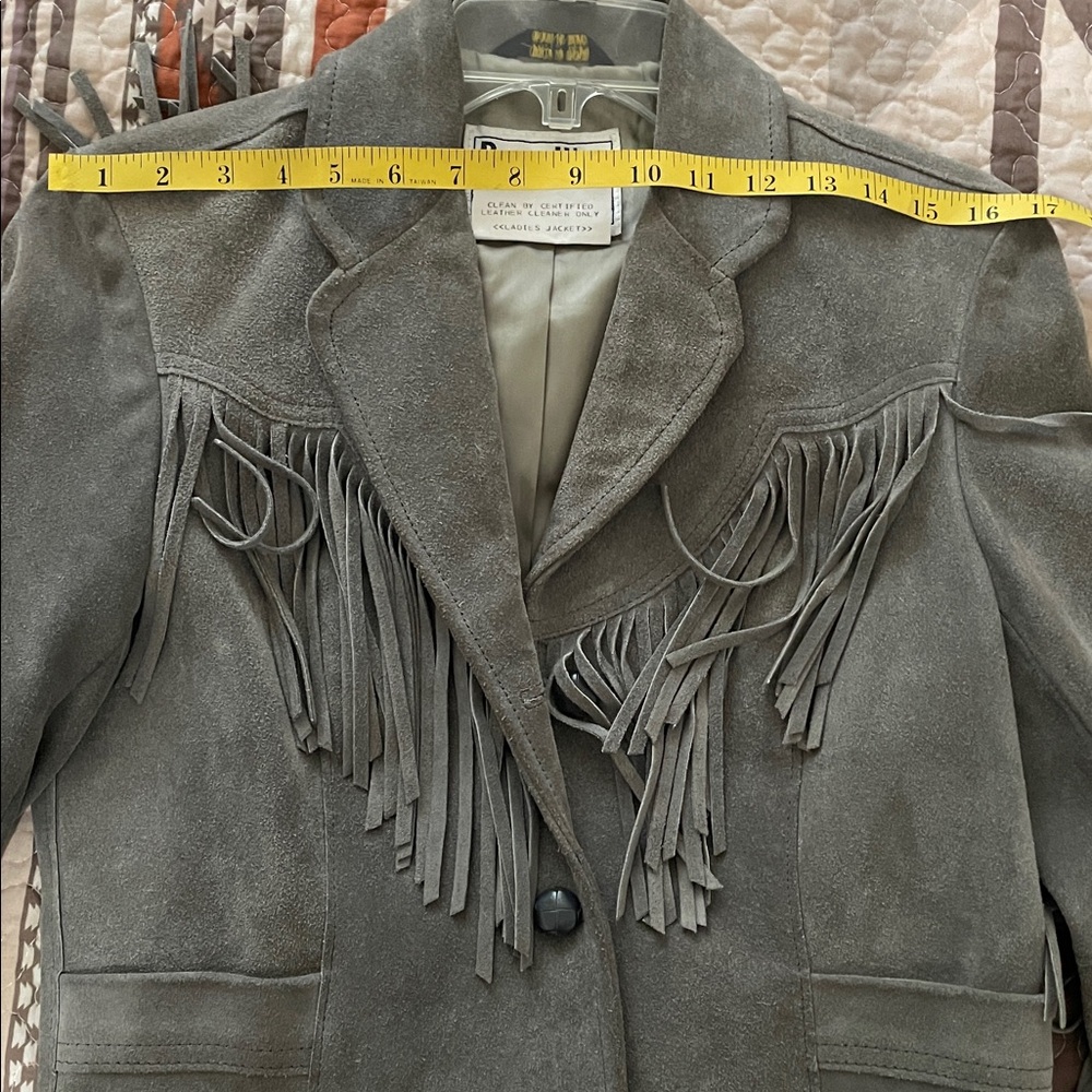 PIONEER Gray Suede Fringe Western Jacket - Picture 4 of 6